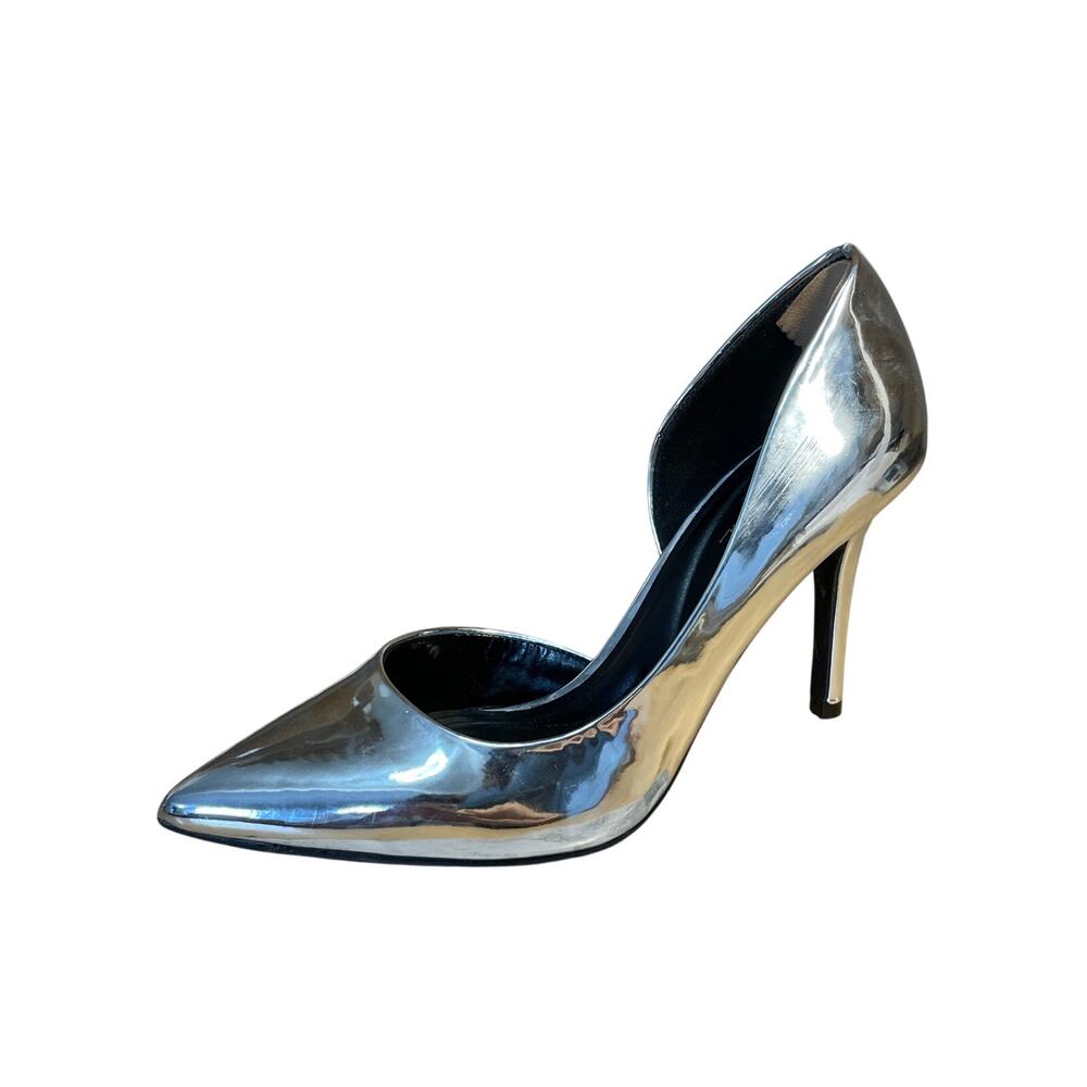 Jessica Simpson Women's Silver Metallic D'Orsay Stiletto Pointed Pump Heels 6.5